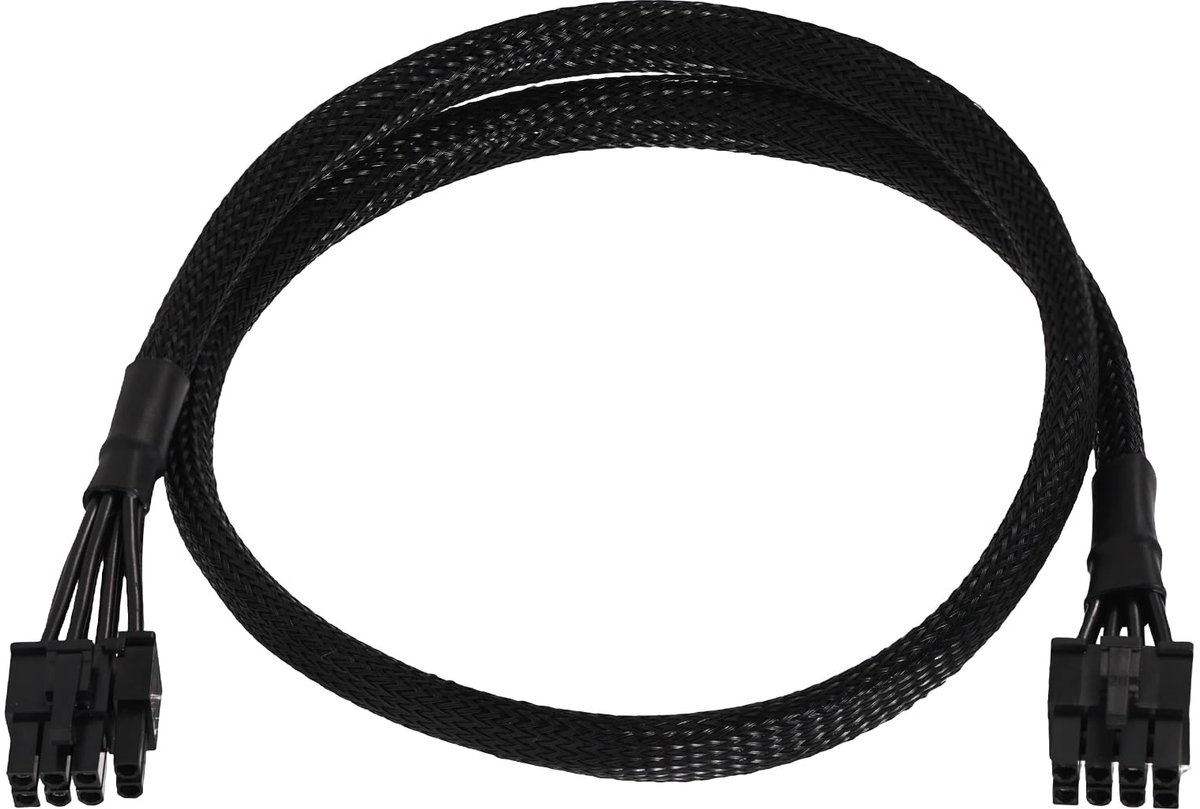 PCIe Voedingskabel - 70 cm Zwart Gevlochten - 8-Pin Man naar 6+2-Pin GPU Verlengkabel