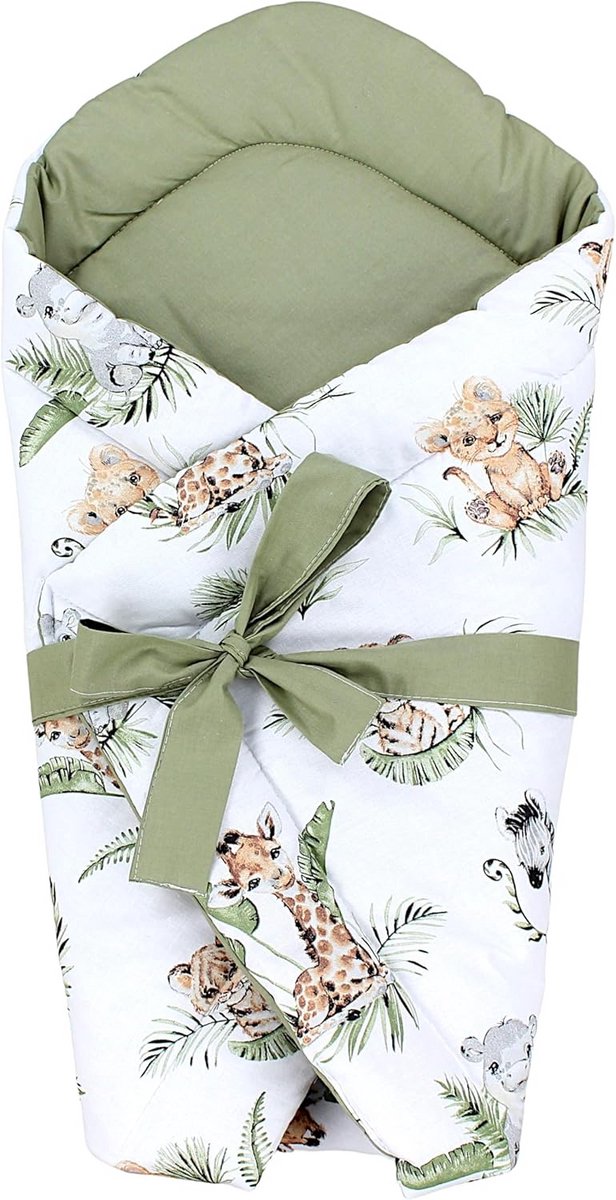 Luxe Baby Wikkeldeken met Rimpels en Strik, Safari Print, 70 x 70 cm