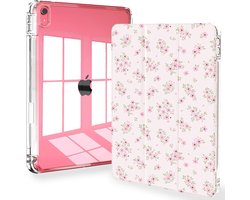 Slimme iPad Case voor 11 Inch en 10.9 Inch – Transparante Achterkant met Penhouder en Auto Sleepfunctie – Roze Bloesem