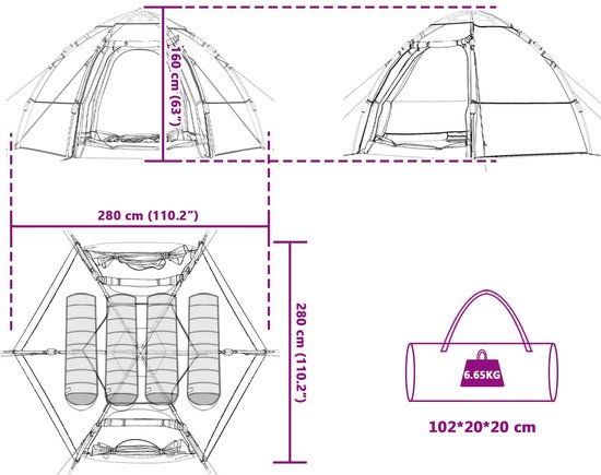 vidaXL - Instant - Tent - met - Regenhoes - voor - 4 - Personen - met - Snelle - Bevestiging van Merkloos — afbeelding 4