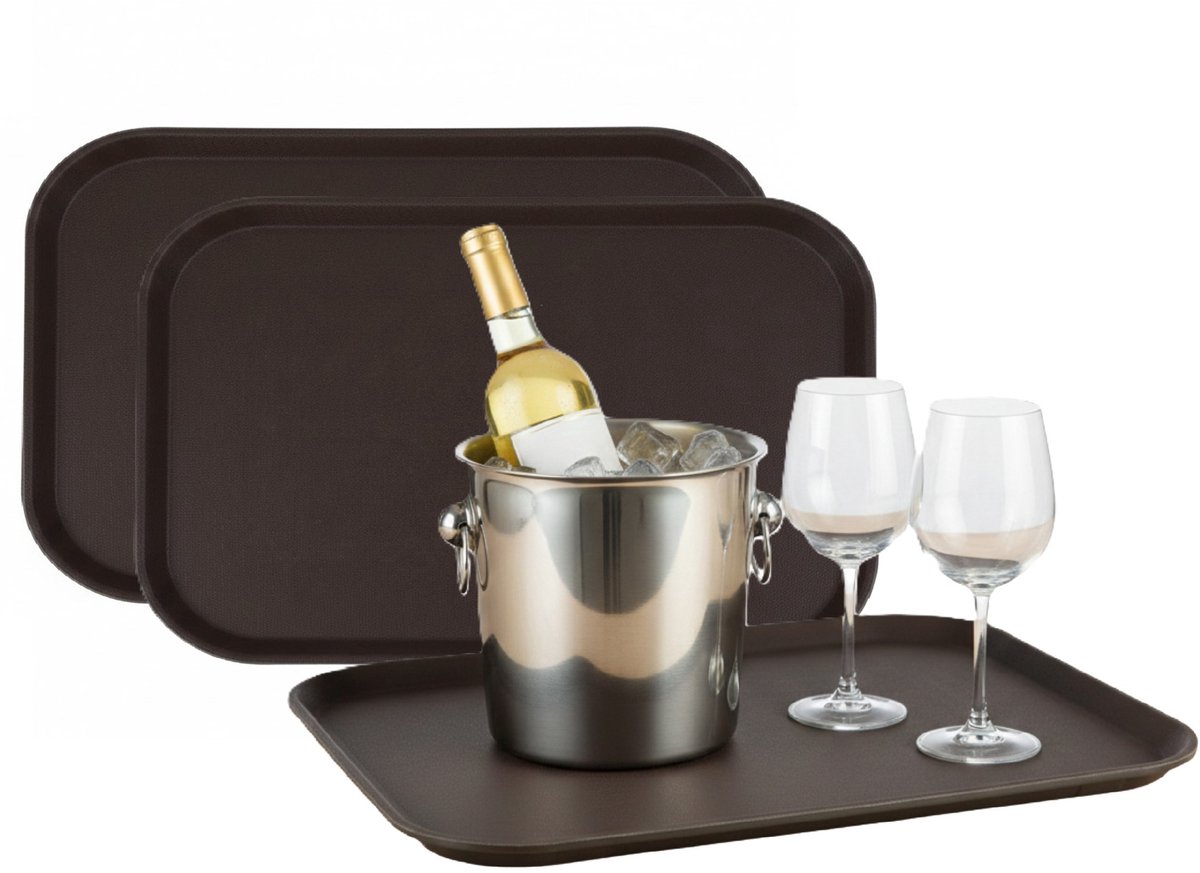 Gerimport Horeca Dienblad - 6x - antislip - bruin - kunststof - 51 x 39 cm