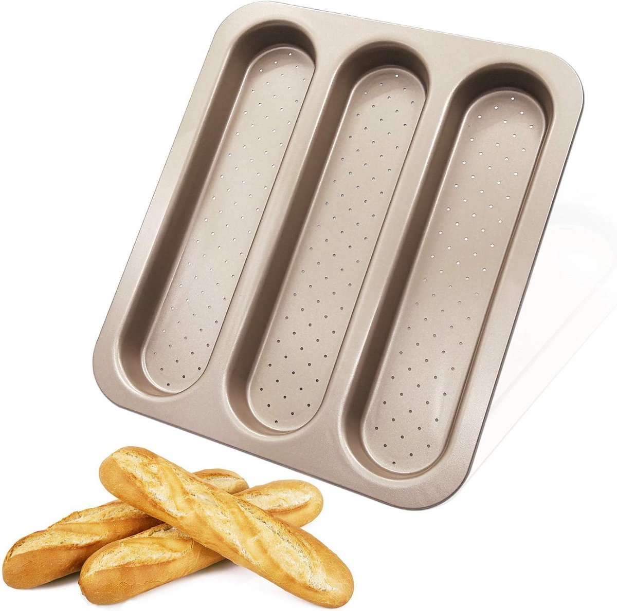 Geperforeerde Bakplaat voor Baguettes en Broodsticks - Koolstofstaal met Antiaanbaklaag