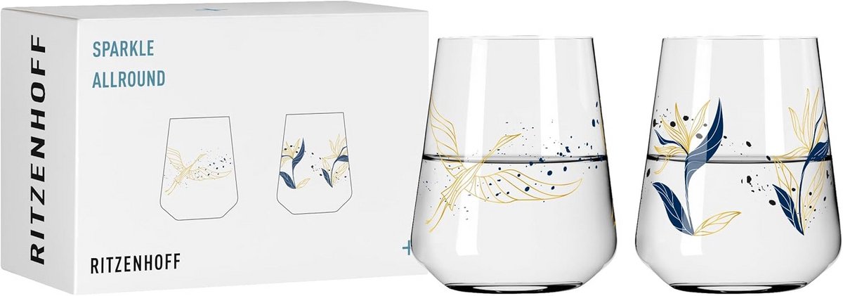 Universele glazen set van 2 - 500 ml met iriserend effect