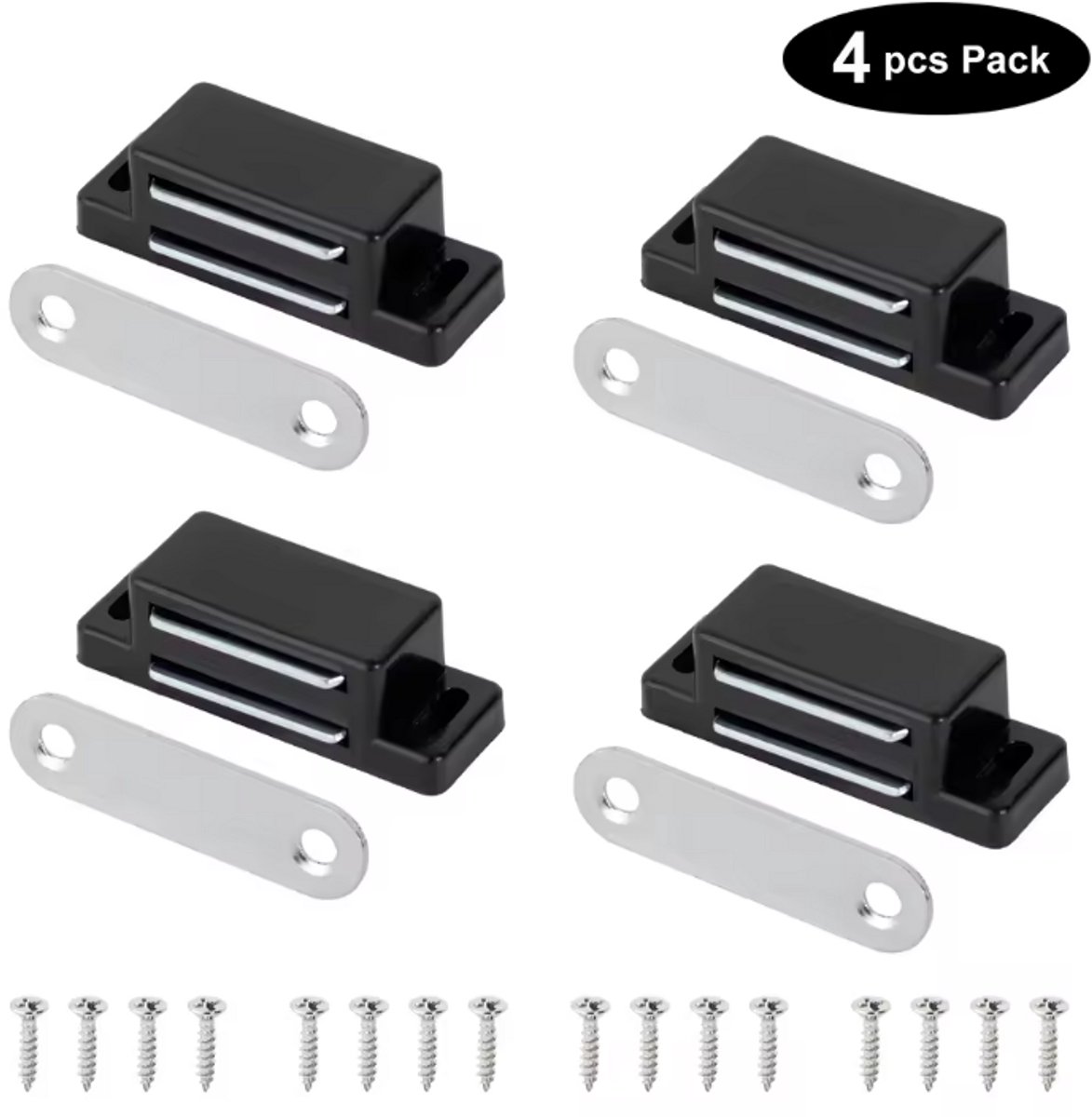 Han‑Bar® Magneetsnapper - 4 Stuks - 40MM - Magnetische Kastgrendel - Deurmagneet - Druksnapper - Kasten - Laden - Garderobekasten - Zwart