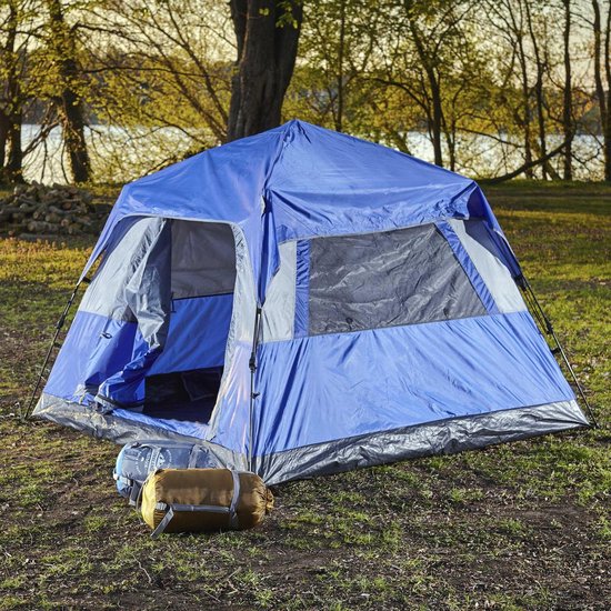 Lumaland Comfort Pop Up Tent Outdoor 210X210 X140 Cm Blauw 3 Persoons