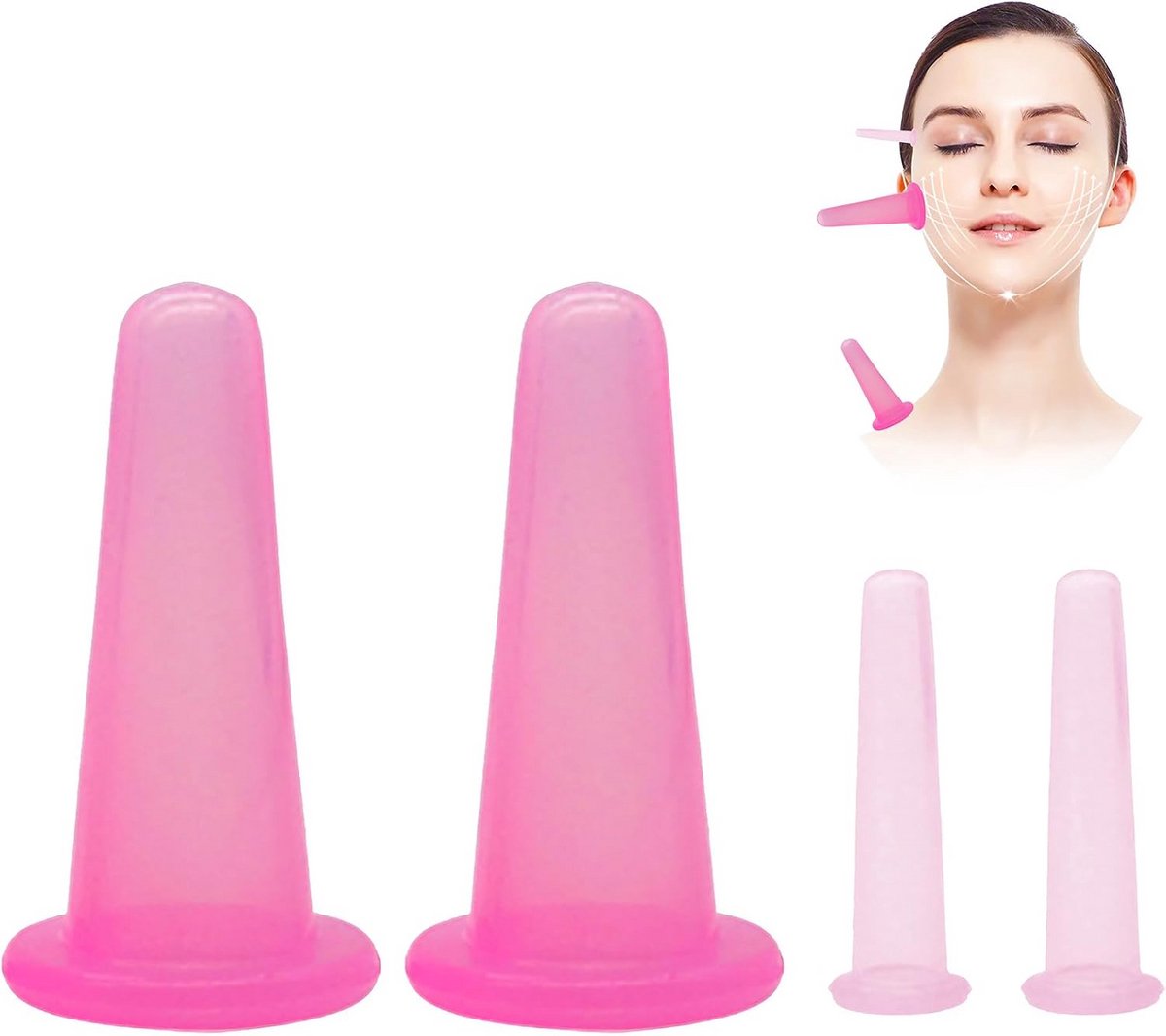 Siliconen Cupping Set - 4 Stuks voor Gezicht en Lichaam - Anti-Cellulitis Massage
