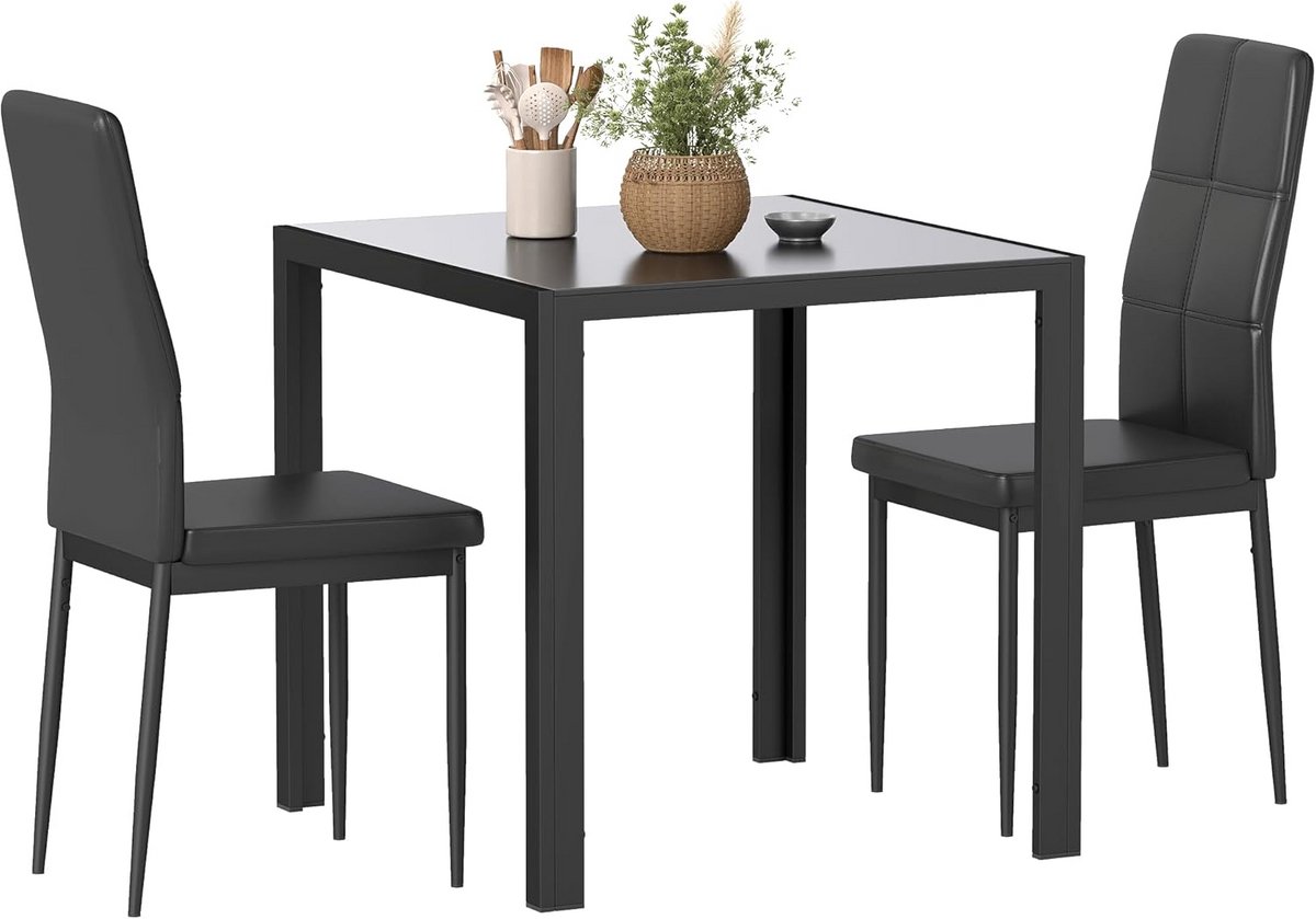 Essgroep Eettafel met 4 Stoelen - Ruimtebesparende Eetkamer Set voor Keuken en Eetkamer in Zwart