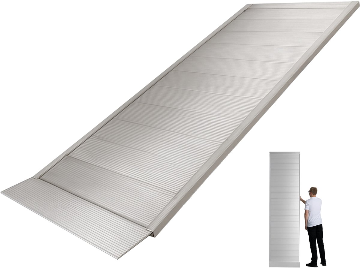 TRUTZHOLM oprijplaat 305 cm draagvermogen 600 kg aluminium grijs geribbeld veiligheidsgrendel oprijplaat oprijplaat