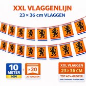 Benza XXL Oranje Vlaggenlijn met Leeuw – 10 Meter – 20 Vaandels – Extra Grote Vlaggen 23 × 36 cm – EK/WK – Koningsdag – Holland Feest