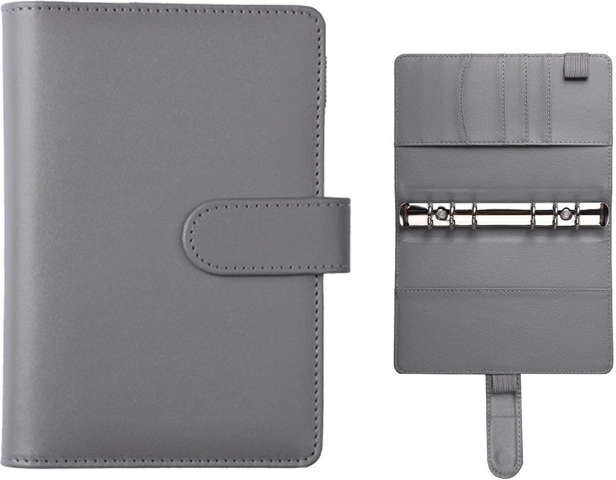 Budgetplanner A6 Ringmap PU-Leer Grijs - Navulbaar en Multifunctioneel