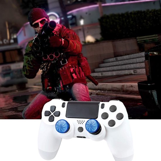 Joystick Doppen voor PS4 en PS5 - Silicone Thumbstick Grip voor Verbetering van Nauwkeurigheid en Controle, 2 Stuks, Blauw — afbeelding 4