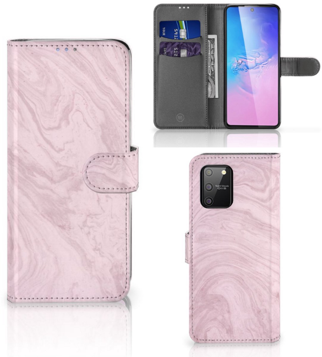 Samsung S10 Lite Bookcase Marble Pink - Origineel Cadeau Vriendin