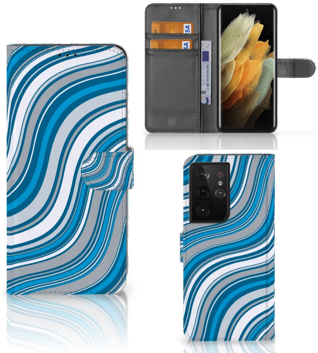 Samsung Galaxy S21 Ultra Telefoon Hoesje Waves Blue