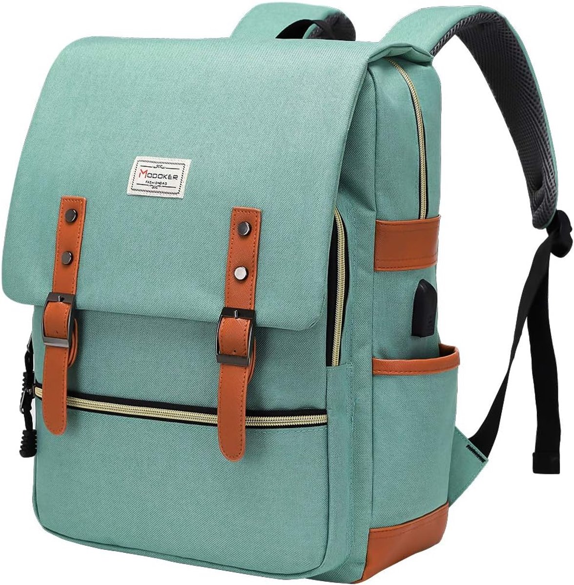 Laptoprugzak met USB-oplaadpoort - 17 inch waterbestendig en vintage ontwerp