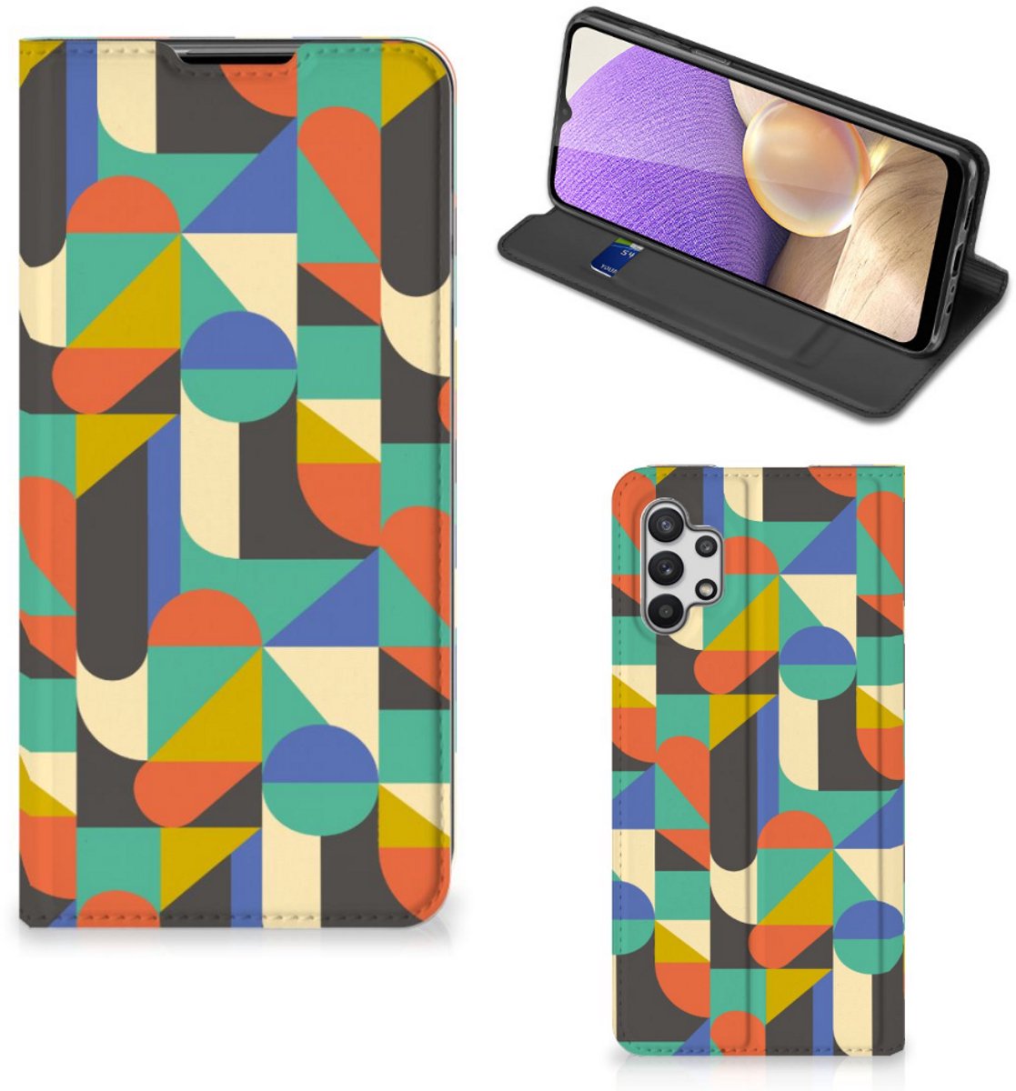 Book Case voor Samsung Galaxy A32 5G Hoesje met Magneet Funky Retro