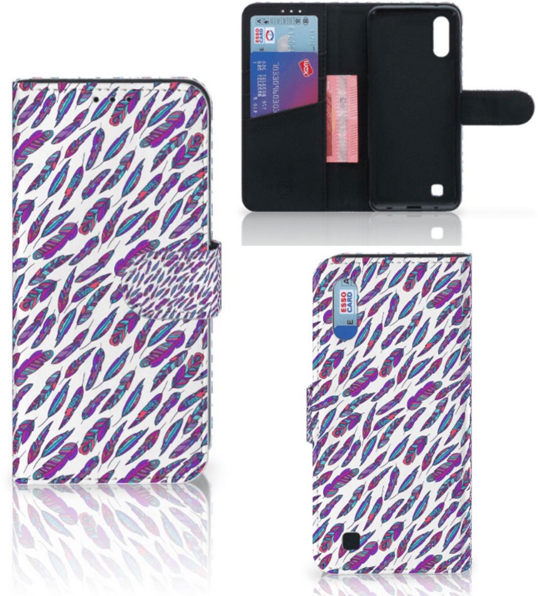 Boekhoesje voor Samsung Galaxy M10 Telefoon Hoesje Feathers Color