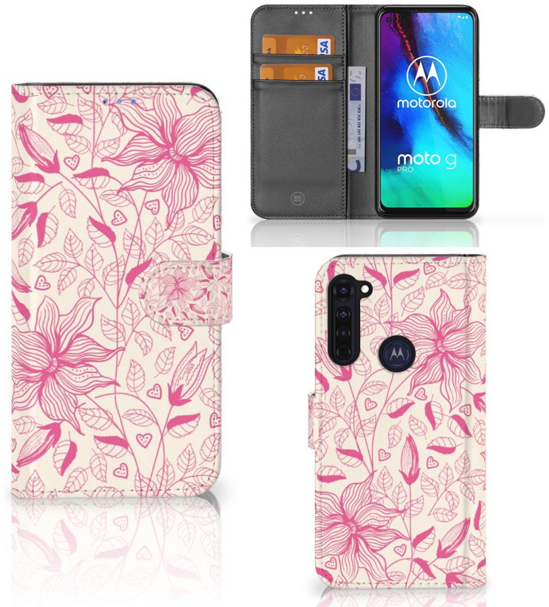 Motorola Moto G Pro Hoesje Pink Flowers