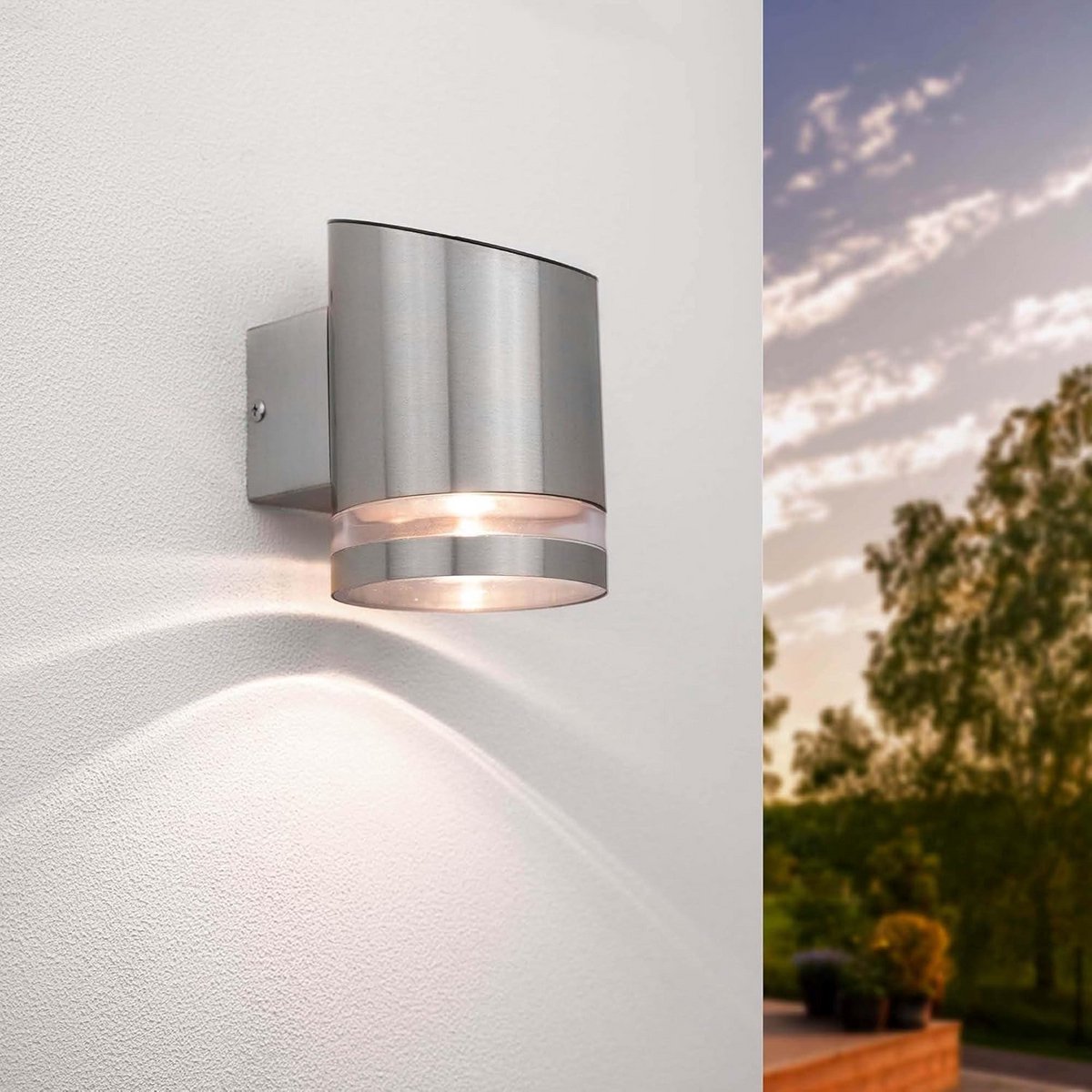 Zonne-energie LED Wandlamp 3000K, IP44, RVS, Buitenlamp voor Tuinverlichting