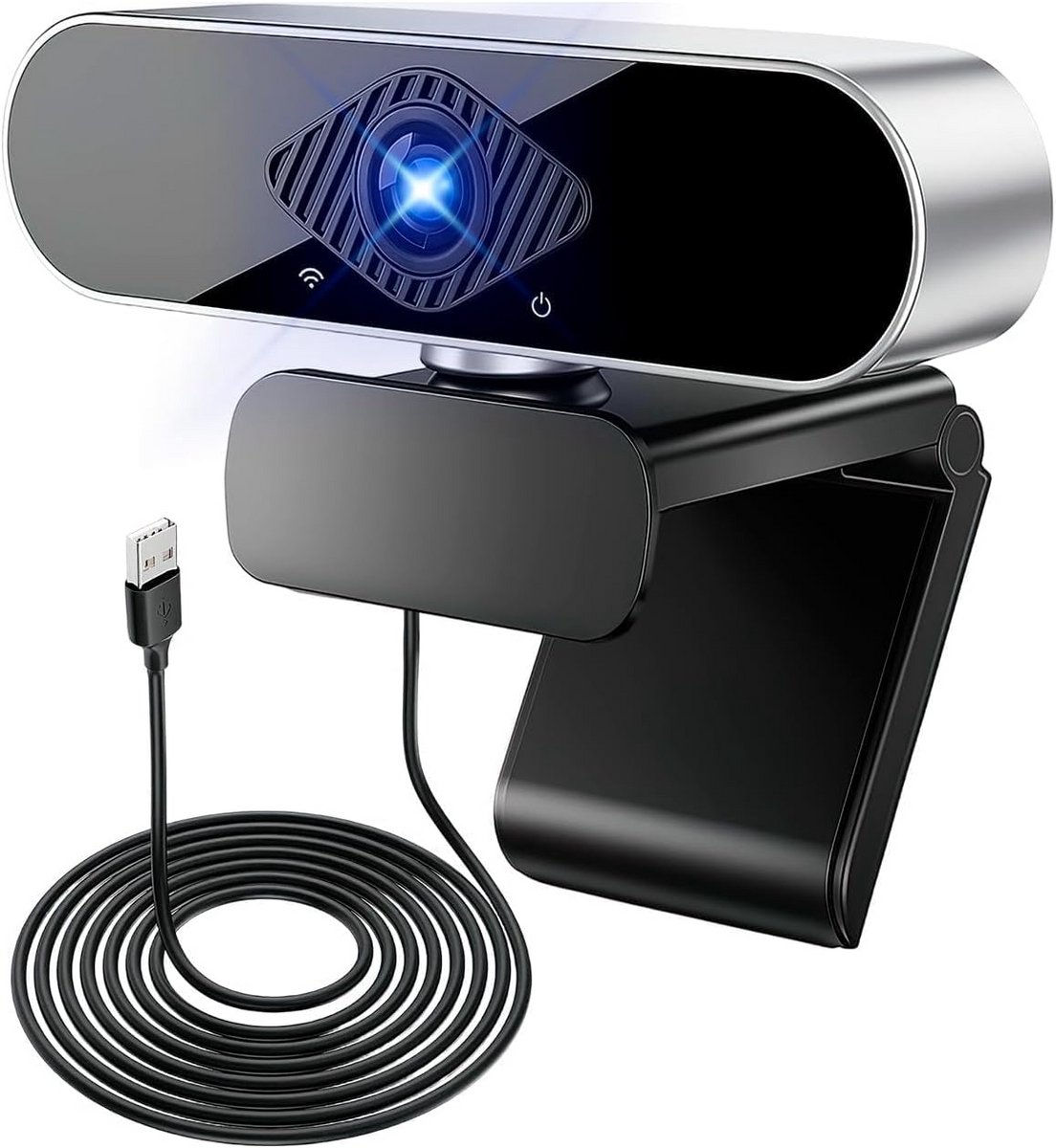 1080P HD Webcam met 110° Groothoek, Privacy Cover en Statief
