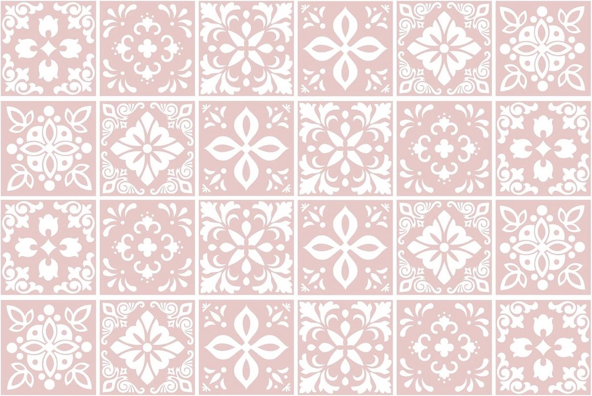 Lichtroze Spaanse Wandtegelstickers 15x15 cm - 24 Stuks Zelfklevend voor Keuken en Badkame