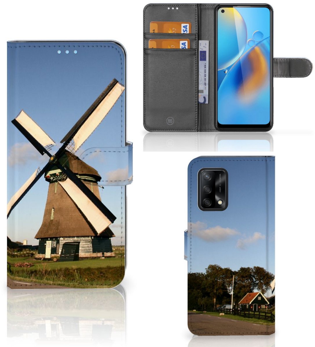 Boekhoesje voor OPPO A74 4G Flip Cover Molen