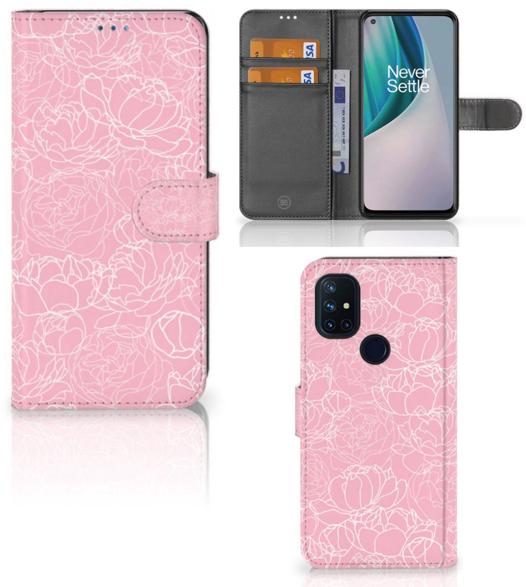 OnePlus Nord N10 Hoesje White Flowers