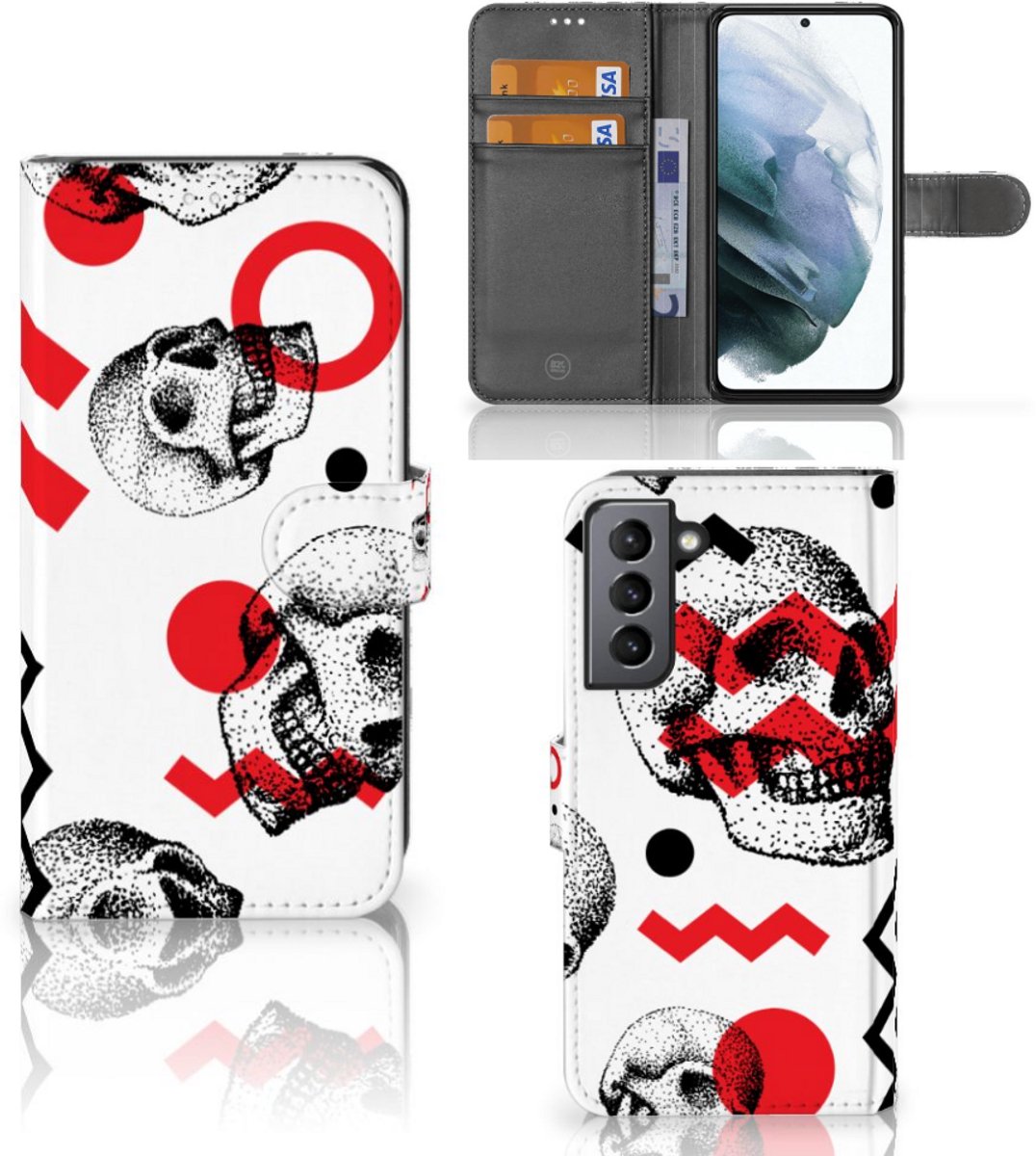 Telefoonhoesje met Naam Samsung Galaxy S21 FE Skull Red