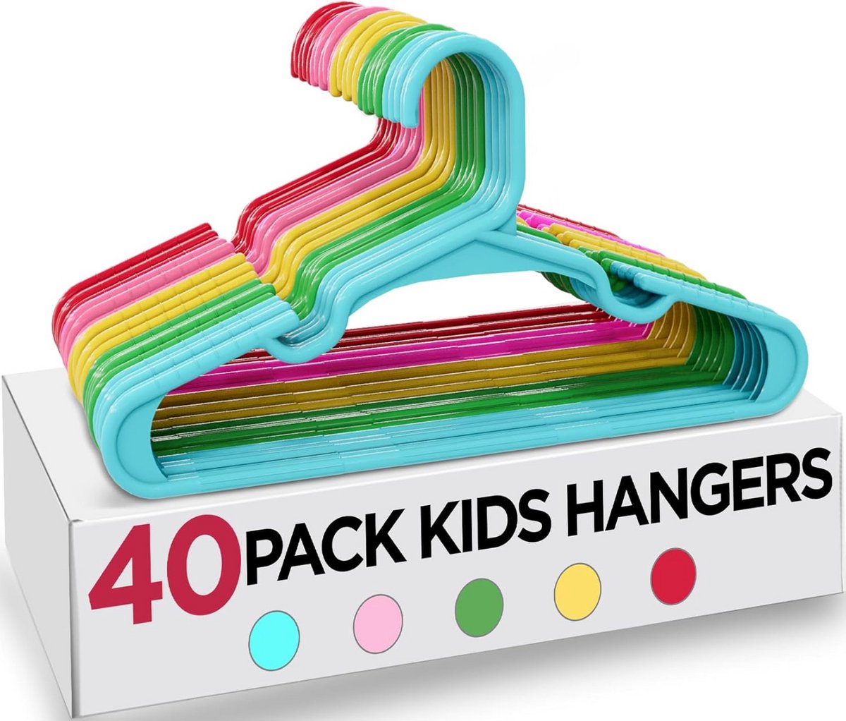 Fluwelen Kleerhangers voor Kinderen - Set van 40 - Veelkleurig