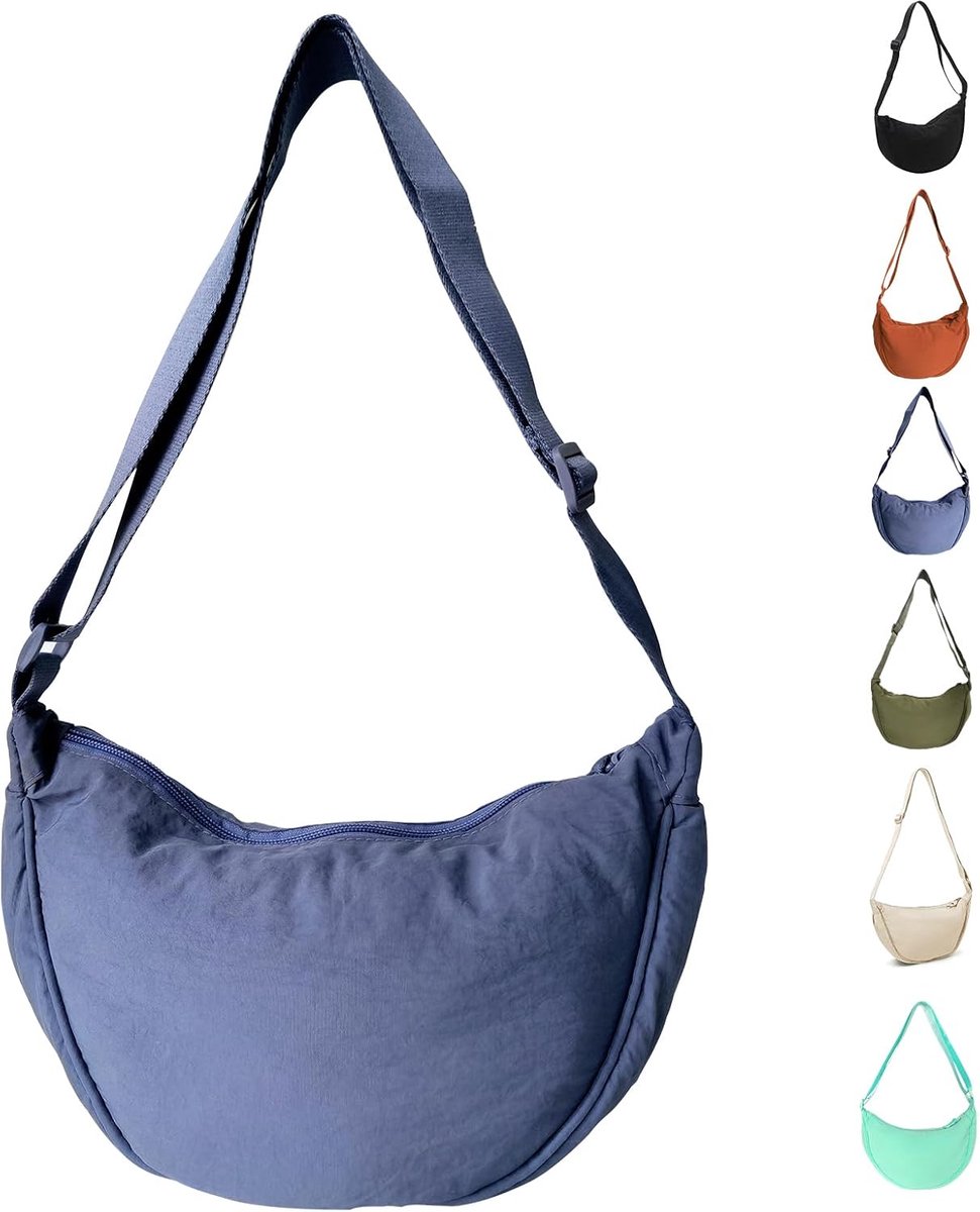 Nylon Halve Maan Tas voor Dames - Verstelbare Crossbody & Schuiderstas
