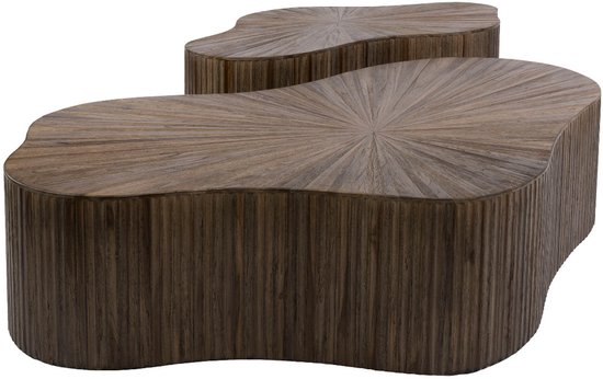 Fraaai - Ensemble de 2 tables basses Rebecca - teck massif espresso