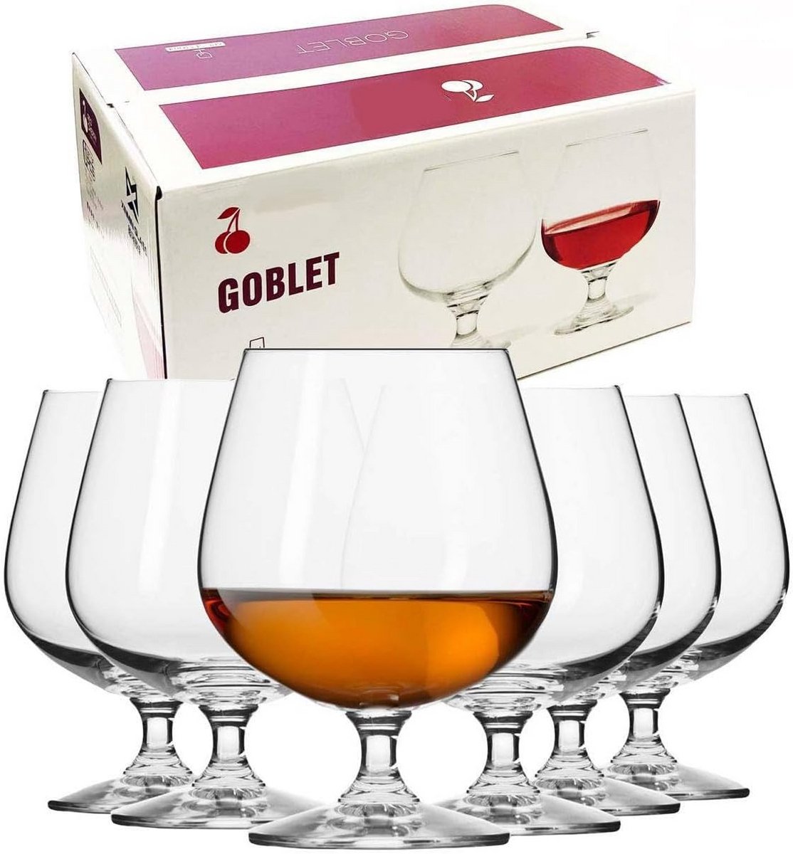 Luxe Set van 6 Cognacglazen (330 ml) - Draaibaar & Vaatwasmachinebestendig