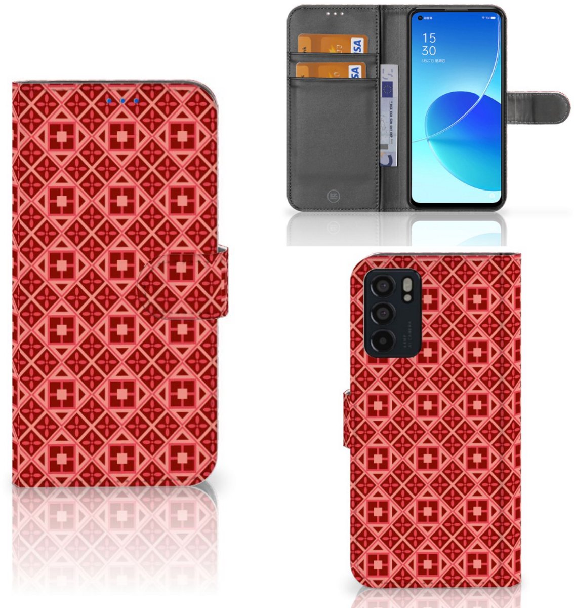 OPPO Reno6 5G Telefoon Hoesje Batik Rood
