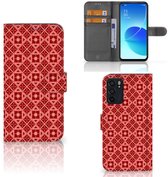 Coque Téléphone OPPO Reno6 5G PU Premium Housse pour Batik Rouge
