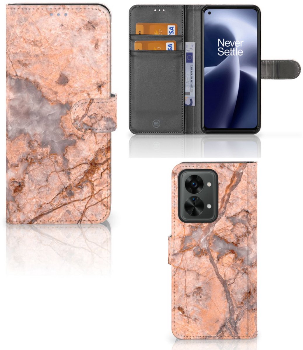 OnePlus Nord 2T Bookcase Marmer Oranje