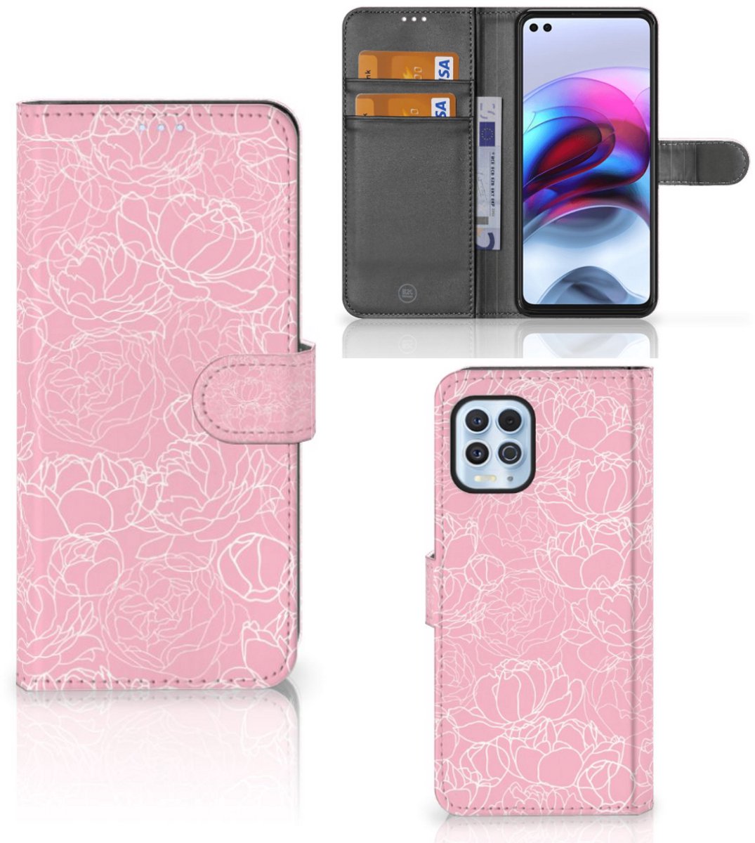Motorola Moto G100 Hoesje White Flowers