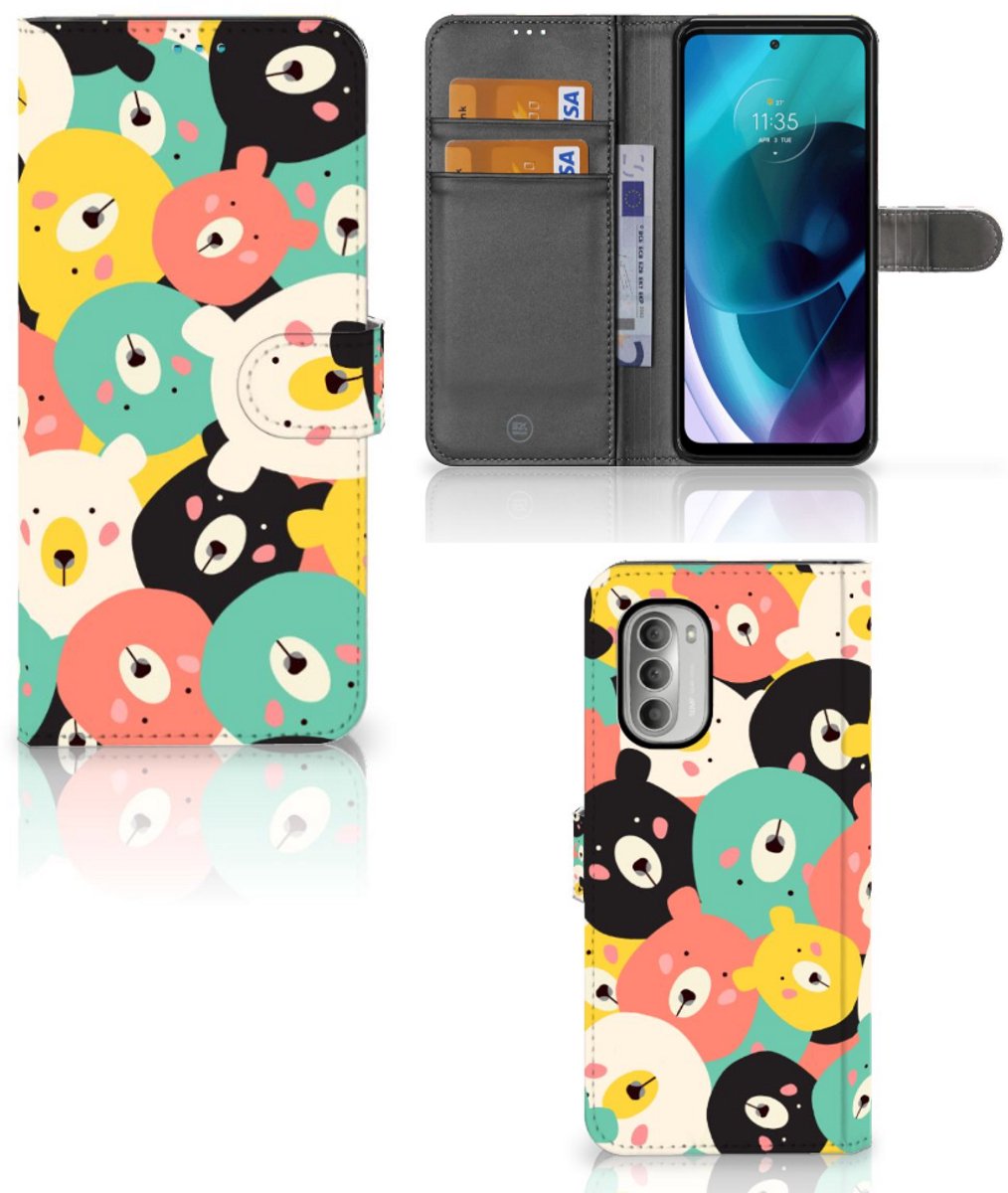 Book Case voor Motorola Moto G51 5G Leuk Hoesje Bears