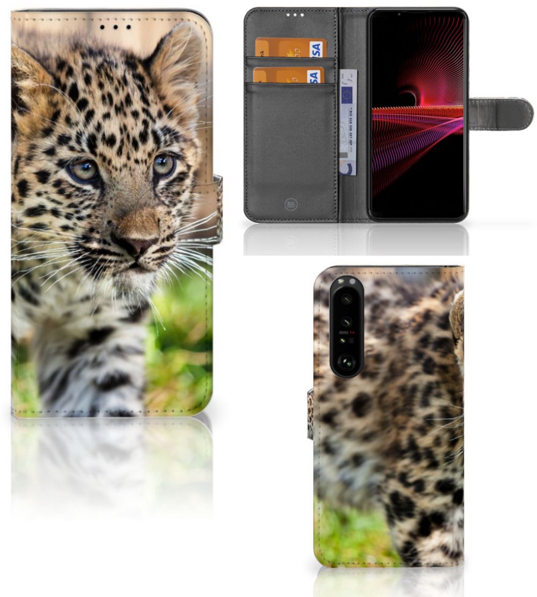 Sony Xperia 1 III Telefoonhoesje met Pasjes Baby Luipaard