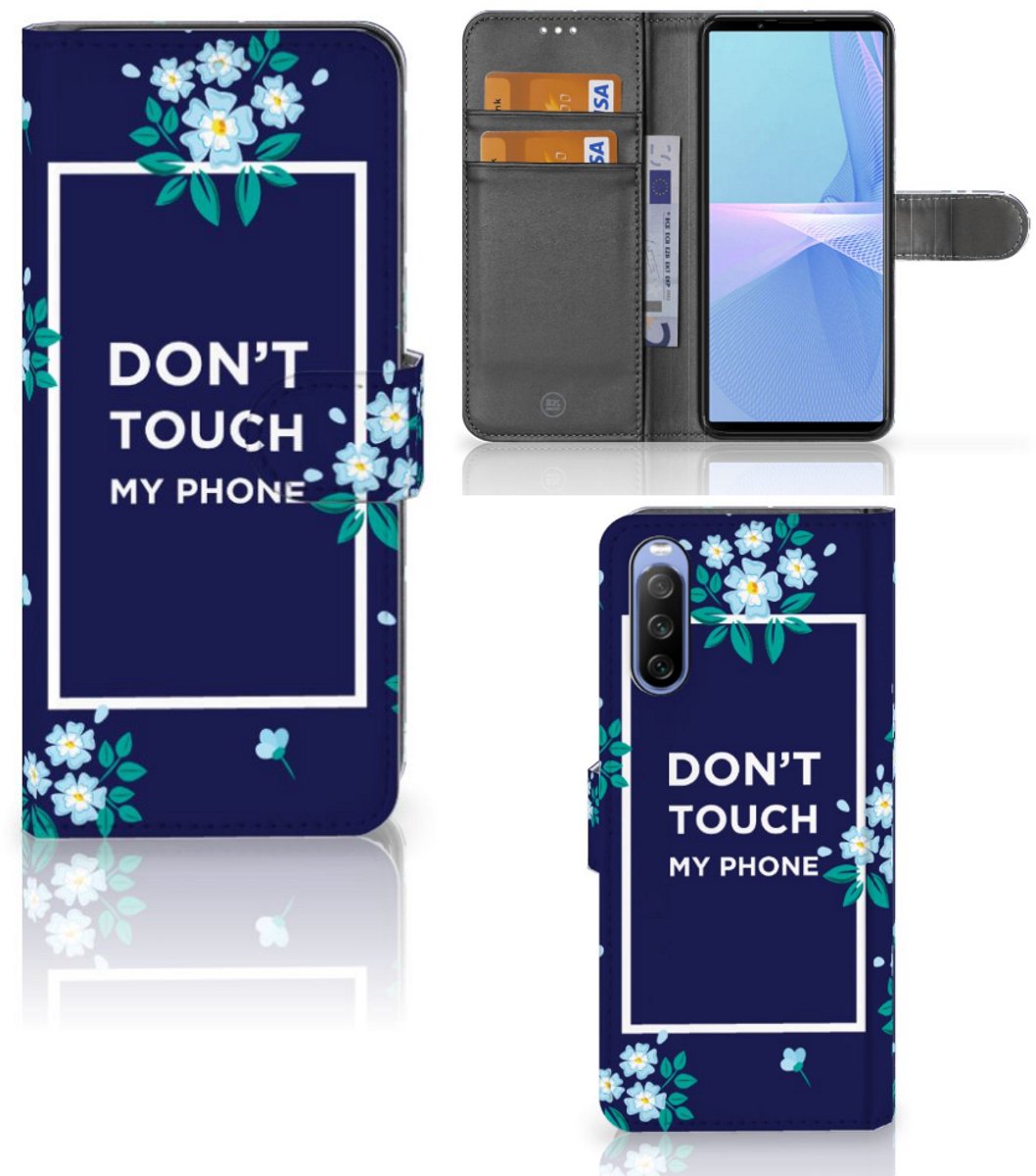 Sony Xperia 10 III Portemonnee Hoesje Flowers Blue DTMP