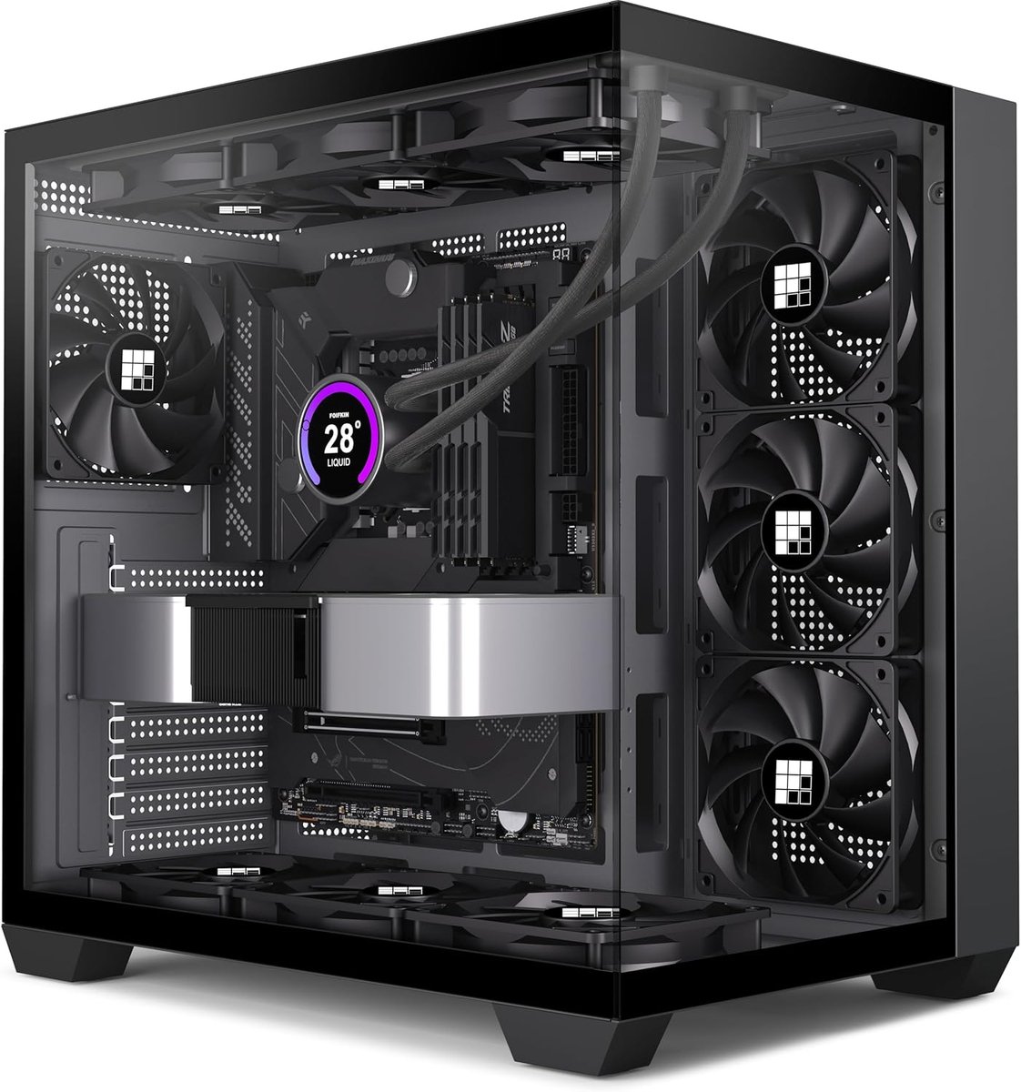 ATX Mid-Tower Gaming PC Behuizing met 3 PWM Ventilatoren en Panoramisch Glas