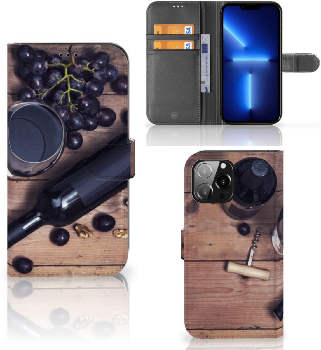 Book Case voor iPhone 13 Pro Max Book Cover Wijn