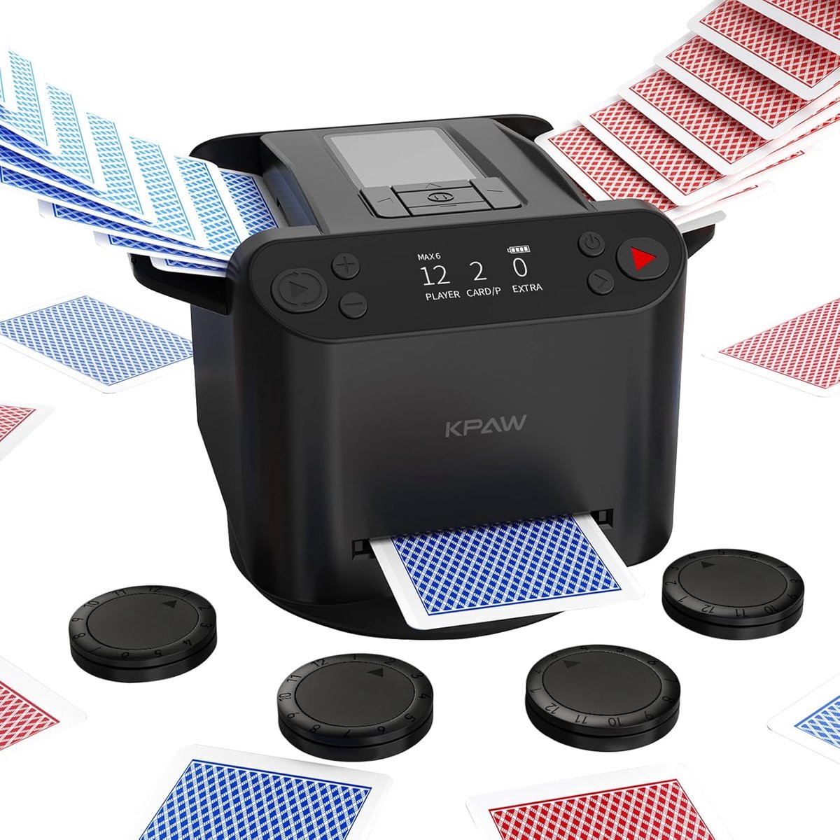 Automatische kaartenschudmachine en dealer 2-in-1 voor 12 spelers - ideaal voor Poker, UNO en meer