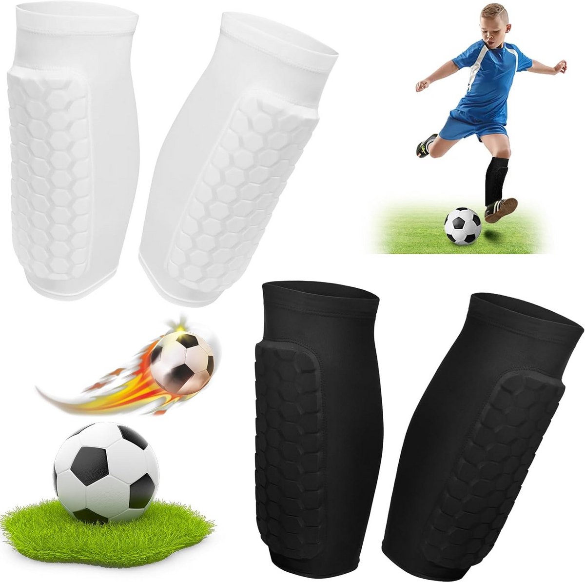 Scheenbeschermers voor kinderen - 2 paar ademend en antislip - Professionele sport bescherming