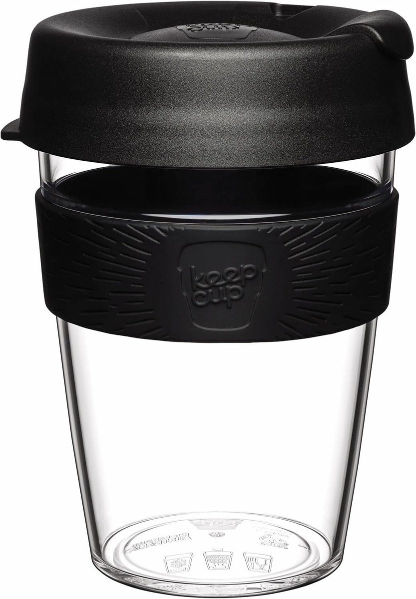 Lichtgewicht herbruikbare koffiekop - 12oz/340ml - Zwart