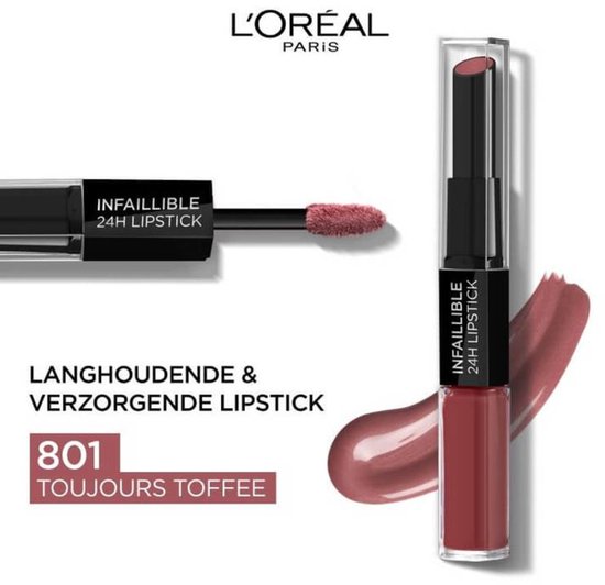 L'Oréal Paris Infaillible 24H Lipstick - Langhoudende 2-staps Lipstick met Vitamine E - 801 Toujours Toffee - Nude- - 5.7ml