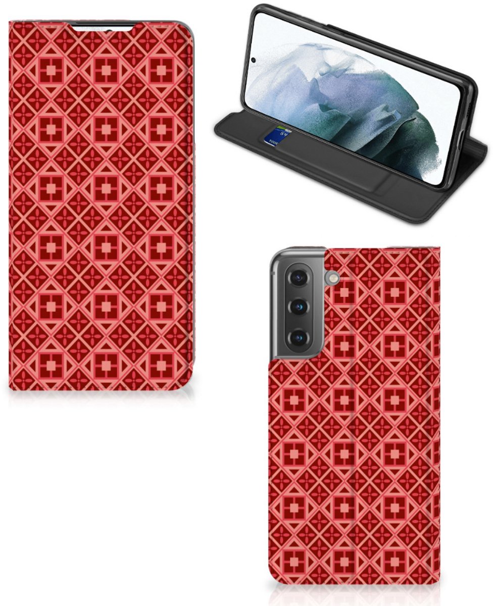 Samsung Galaxy S21 FE Hoesje met Magneet Batik Rood