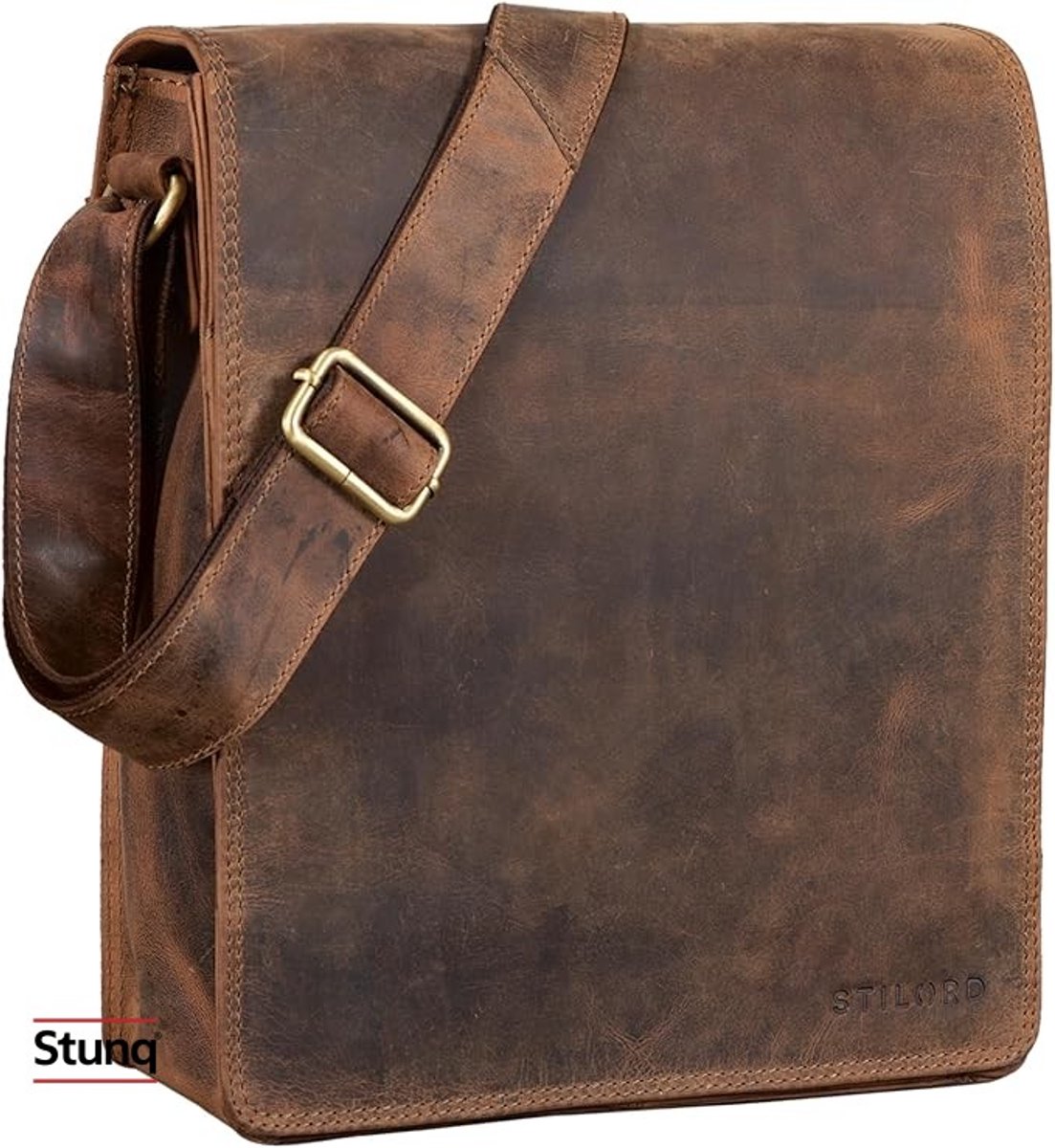 Vintage Lederen Schoudertas voor Laptop en Tablet - Elegant en Functioneel