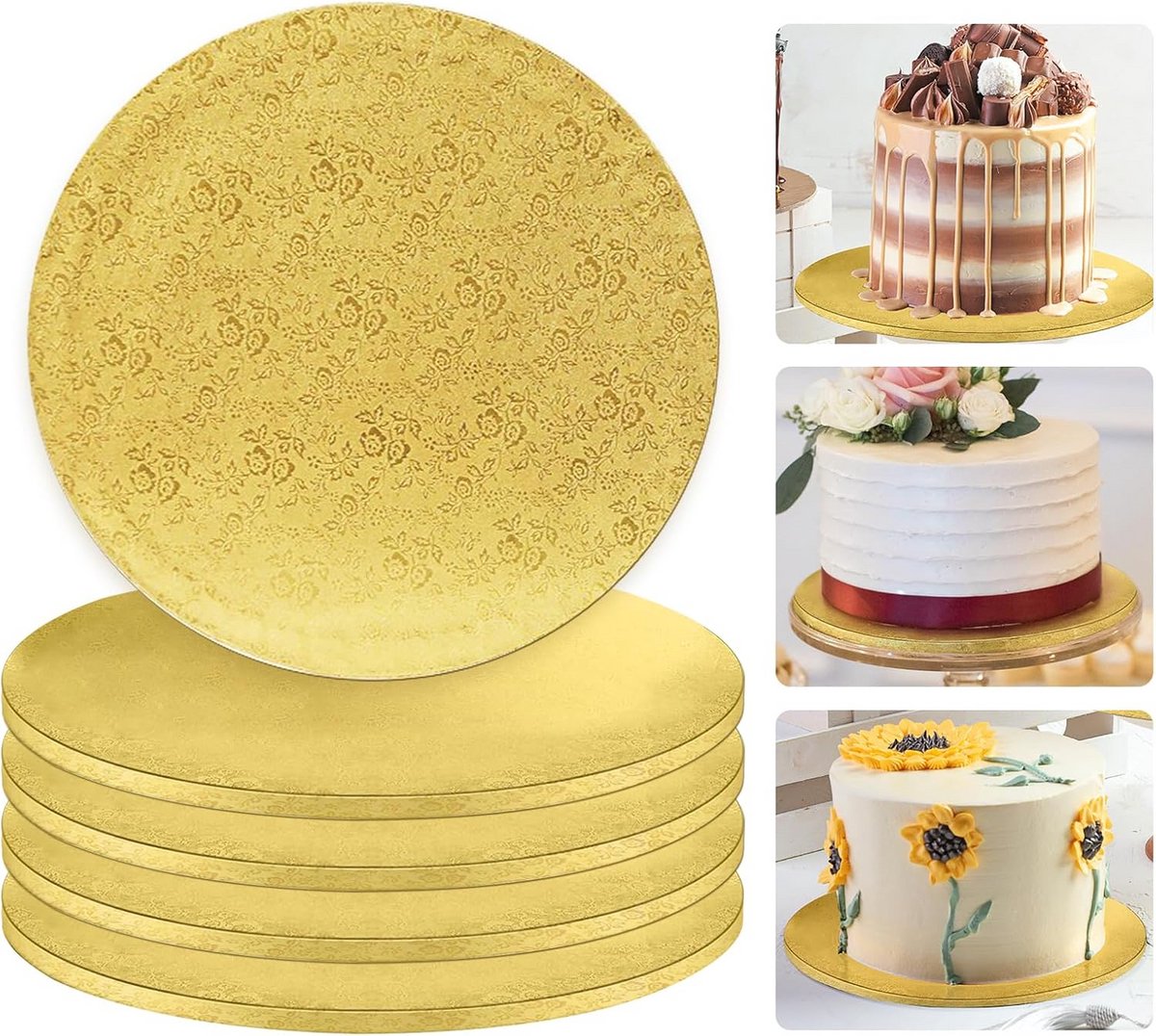 Gouden Taartplaat Stand 30CM - 5 Stuks