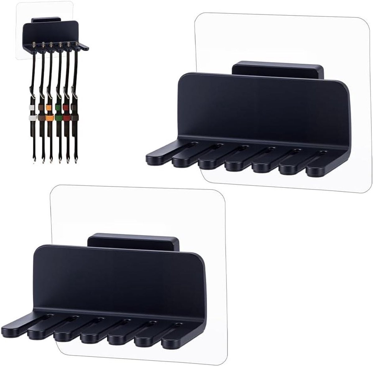 Allecto - Horlogebandhouder - Organizer voor wandmontage - Robuuste compacte standaard van kunststof - Opbergvak voor horloge-accessoires - Thuis en bureaudecoratie - Geschikt voor diverse horloges - Zwart.