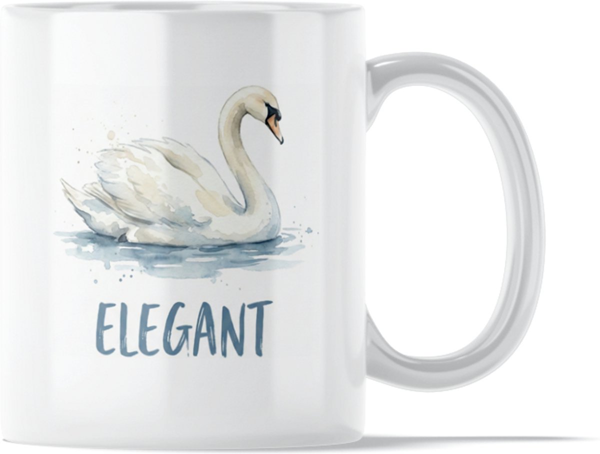 Mok Zwaan - Tekst Elegant - Sierlijke Vogel - Keramiek