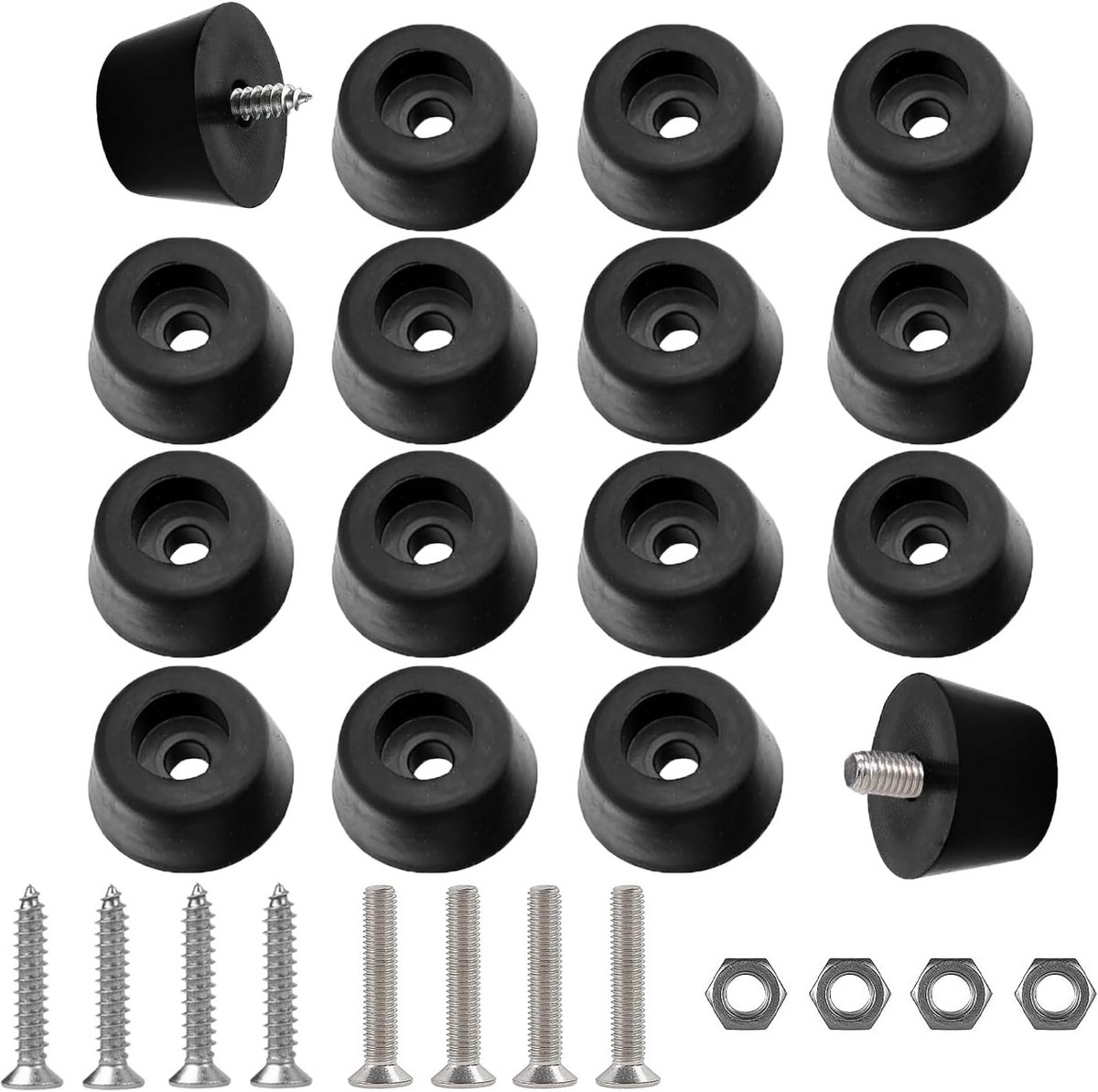 EGoods - Set van 48 rubberen voetjes met schroeven - Antislip bumperpads voor meubels en elektronica - 32 x 25 x 17 mm
